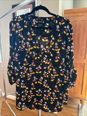 Disney Black Mickey Mouse Button-Front Tunic (Harper)